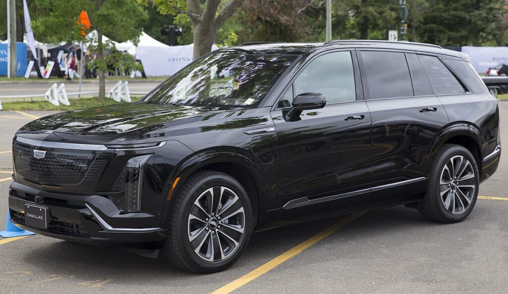 Cadillac VISTIQ three-row EV opens in the UAE from about AED 335,000. How agencies map it against BMW iX and EQS SUV rivals.